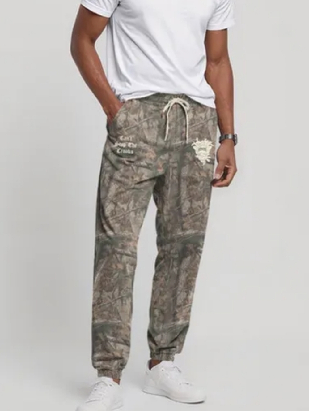 CROOKS AND CASTLES MEDUSA Men's Camo Drawstring Jogger Pants Green Y2K Gorpcore